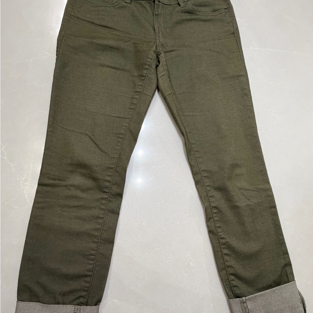 Prana Olive Green Organic Cotton Blend Casual Pants, 8
